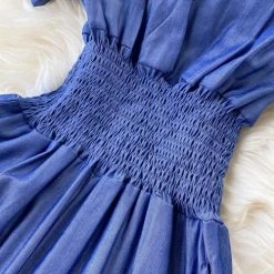 Levency New In Elastic Waist V Neck Denim Jumpusits