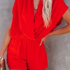 Levency Solid V Neck Loose Romper New In