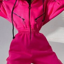 Levency Zip Up Drop Shoulder Hooded Jumpsuit New In