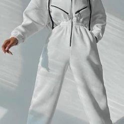 Levency Zip Up Drop Shoulder Hooded Jumpsuit New In