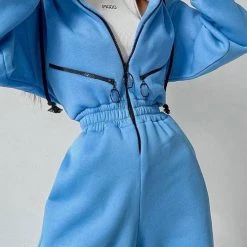 Levency Zip Up Drop Shoulder Hooded Jumpsuit New In