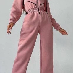 Levency Zip Up Drop Shoulder Hooded Jumpsuit New In