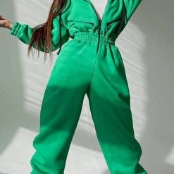 Levency Zip Up Drop Shoulder Hooded Jumpsuit New In