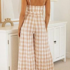Levency Plaid Wide Leg Slip Jumpsuits New In