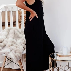 Levency New In Buckle U Neck Pockets Jumpsuits