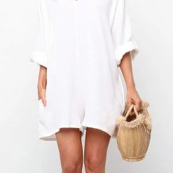 Levency V Neck Pockets Loose Romper New In