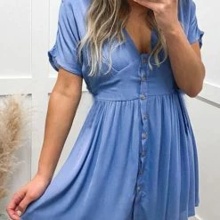 Levency Button V Neck Tank Romper