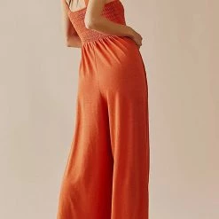 Levency New In Smocked Bodice Pockets Jumpsuits