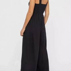 Levency New In Smocked Bodice Pockets Jumpsuits