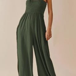 Levency New In Smocked Bodice Pockets Jumpsuits