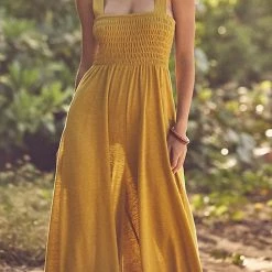 Levency New In Smocked Bodice Pockets Jumpsuits