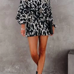 Levency Leopard V Neck Kimono Romper