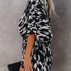 Levency Leopard V Neck Kimono Romper