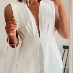 Levency New In Deep V Neck Open Back Romper