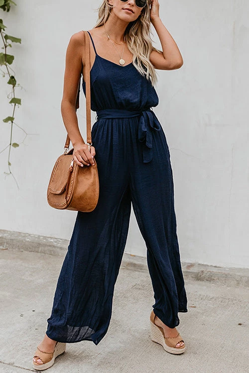 Levency Flowy V Neck Belted Slip Jumpsuits New In 4 Levency Flowy V Neck Belted Slip Jumpsuits New In
