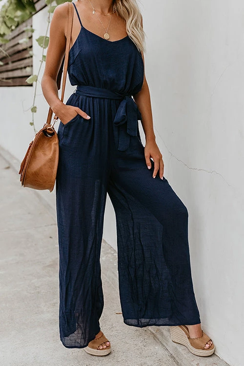 Levency Flowy V Neck Belted Slip Jumpsuits New In 7 Levency Flowy V Neck Belted Slip Jumpsuits New In