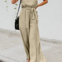 Levency Flowy V Neck Belted Slip Jumpsuits New In