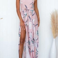 Levency New In Floral Print Strapless Split Leg Jumpsuit