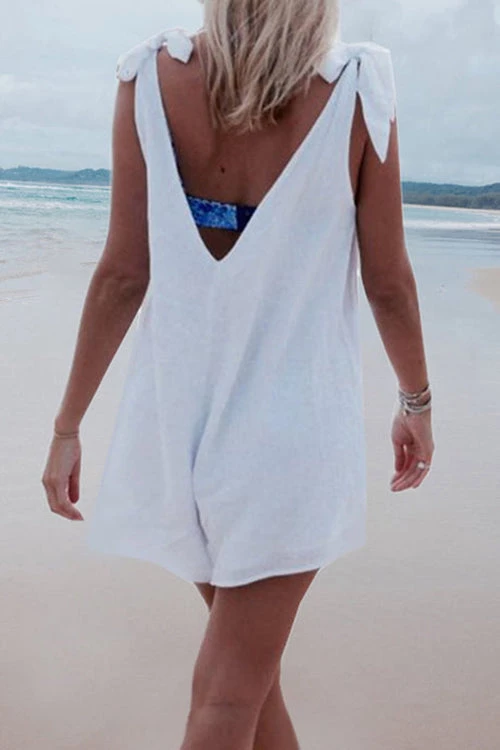 Levency New In Tie Shoulder V Nck Romper 8 Levency New In Tie Shoulder V Nck Romper