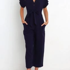 Levency New In Button V Neck Tie Front Jumpsuits 16 Levency New In Button V Neck Tie Front Jumpsuits
