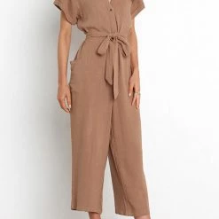 Levency New In Button V Neck Tie Front Jumpsuits 17 Levency New In Button V Neck Tie Front Jumpsuits