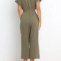 Levency New In Button V Neck Tie Front Jumpsuits 19 Levency New In Button V Neck Tie Front Jumpsuits
