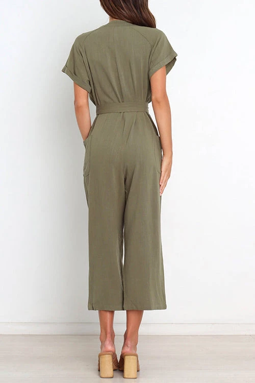 Levency New In Button V Neck Tie Front Jumpsuits 10 Levency New In Button V Neck Tie Front Jumpsuits