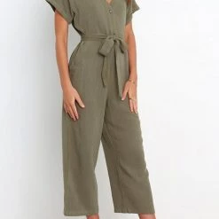 Levency New In Button V Neck Tie Front Jumpsuits 13 Levency New In Button V Neck Tie Front Jumpsuits