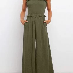 Levency Strapless Shirred Bodice Jumpsuits New In