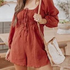 Levency Puff Sleeve Smocked Romper