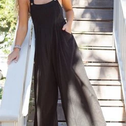 Levency Adjustable Straps Pockets Wide Leg Jumpsuits New In