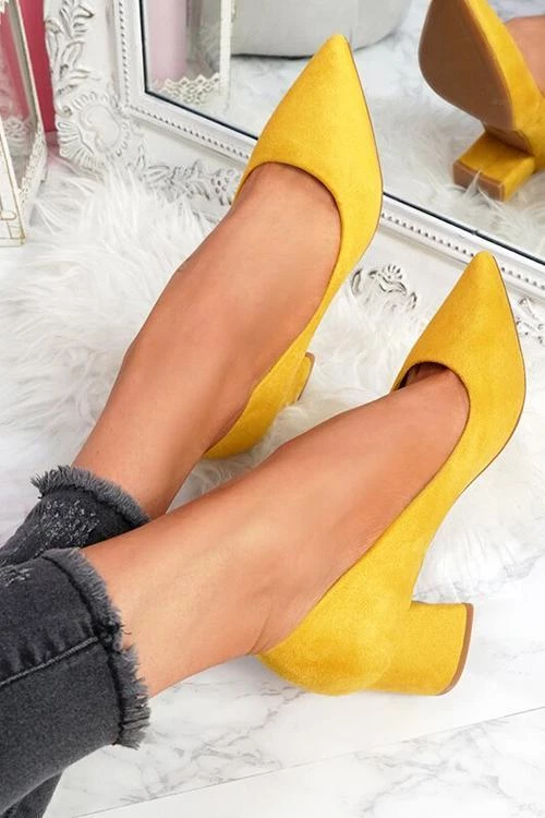 Levency Chunky Heel Pointed Heels 8 Levency Chunky Heel Pointed Heels