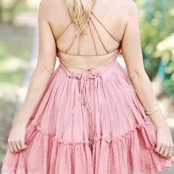 Levency Ruffles Backless Slip Mini Dress New In