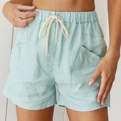 Levency Drawstring Waist Pockets Shorts New In