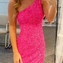 Levency New In Sequin One Shoulder Bodycon Mini Dress