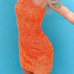 Levency New In Sequin One Shoulder Bodycon Mini Dress