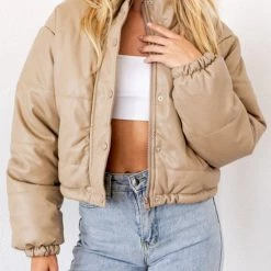 Levency New In Faux Leather Puffer Jacket