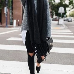 Levency New In Brushed Long Fringed Scarf