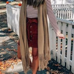 Levency New In Brushed Long Fringed Scarf