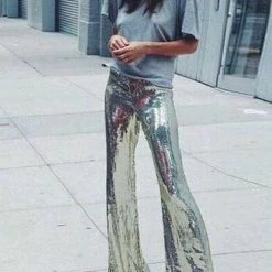 Levency Sequin Wide Flare Pants New In