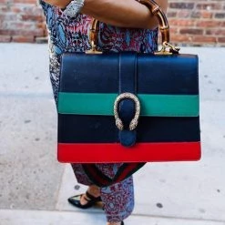 Levency Bamboo Joint Color Block Hand Bag New In