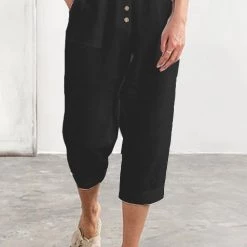 Levency Button Pockets Tapered Leg Pants New In