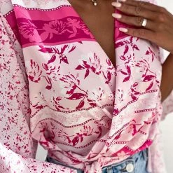 Levency Tropical Flares Sleeve Tie Top New In