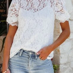 Levency Lace Overlay Blouse