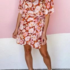 Levency New In Floral Side Tie Wrap Dress