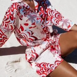 Levency New In Print Tie Blouse Short Set 19 Levency New In Print Tie Blouse Short Set