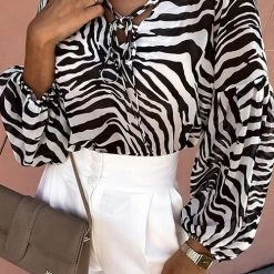 Levency Zebra Puff Sleeve Lace Neck Top 10 Levency Zebra Puff Sleeve Lace Neck Top