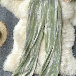 Levency Tie Dye Elastic Pleated Wide Leg Pants New In