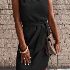 Levency New In One Shoulder Belted Mini Dress