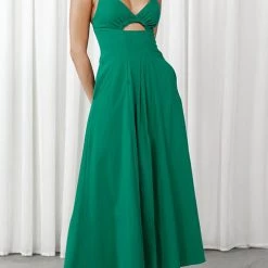 Levency Cut Out Backless V Neck Maxi Dress